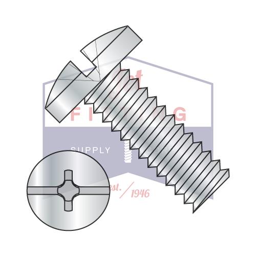 Tornillo de máquina con ranura y encuadernación Phillips de combinación de 4-40 x 1/4, rosca completa, de zinc