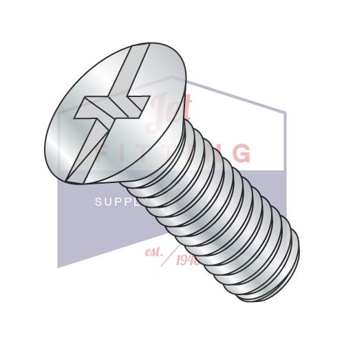 Tornillo de cabeza plana para máquina de combinación (Phil/Slot) de 8-32 x 3/8, totalmente roscado, de zinc