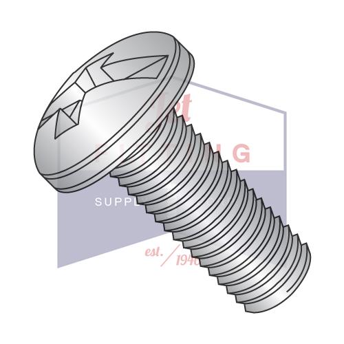 Tornillo de cabeza plana combinado de 4-40 x 1/4 con rosca completa, de acero inoxidable 18-8