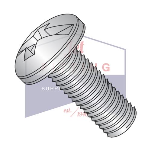 6-32X1/2  Combination Pan Head Machine Screw Fully Threaded 18-8 Stainless Steel