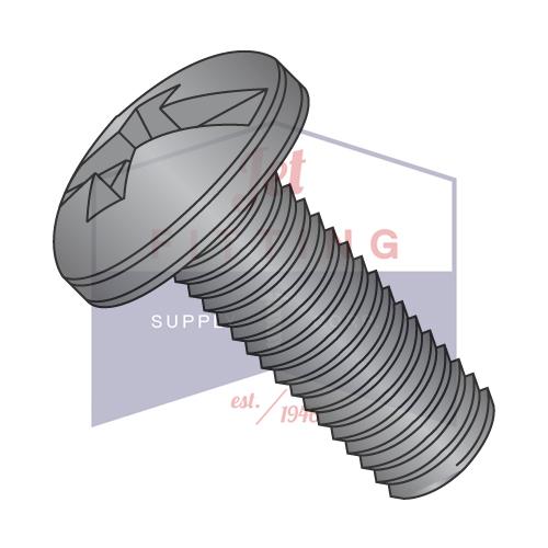 8-32X1/2  Combination Pan Head Machine Screw Fully Threaded Black Oxide