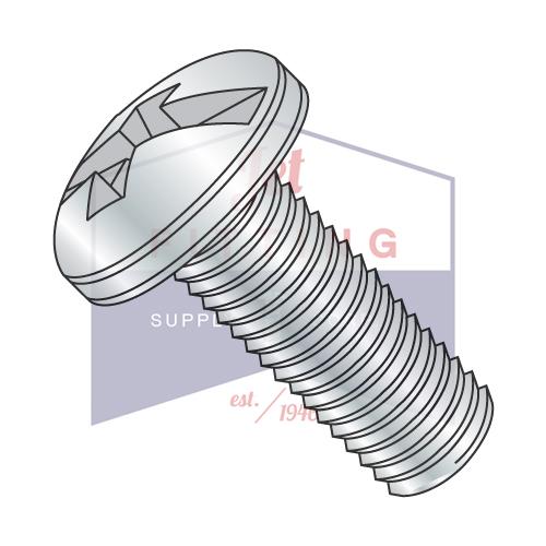 8-32X1/2  Combination (Phil/Slot) Pan Head Machine Screw Fully Threaded Zinc