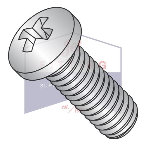 Tornillo de cabeza Phillips de rosca completa, métrico, de acero inoxidable A2 (18-8), M4-0,7 x 12, JISB 1111