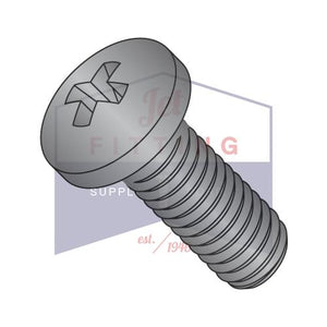 8-32X3/16  Phillips Pan Machine Screw Fully Threaded 18 8 Stainless Steel Black Oxide