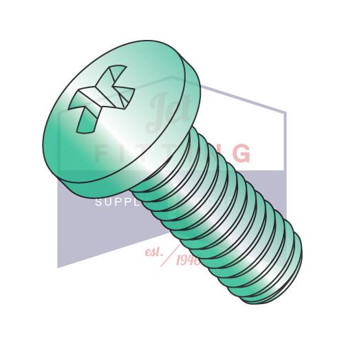 10-32X1/4  Phillips Pan Machine Screw Fully Threaded Zinc Green