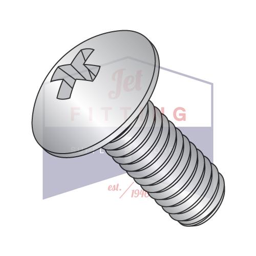 10-24X3/8  Phillips Truss Machine Screw Fully Threaded Full Contour 18-8 Stainless Steel