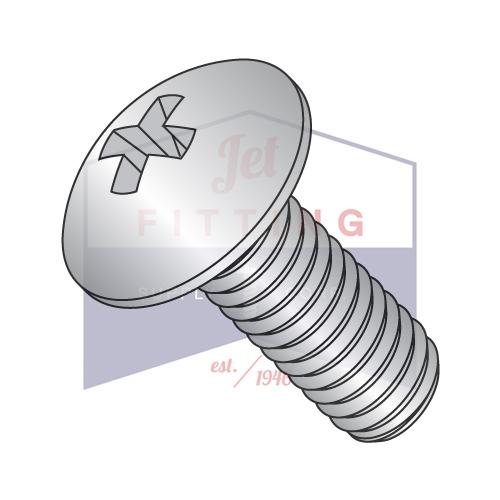 10-24X1/2  Phillips Truss Machine Screw Fully Threaded Full Contour 18-8 Stainless Steel