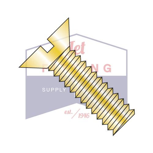10-32X1/2  Slotted Flat Machine Screw Fully Threaded Zinc Yellow