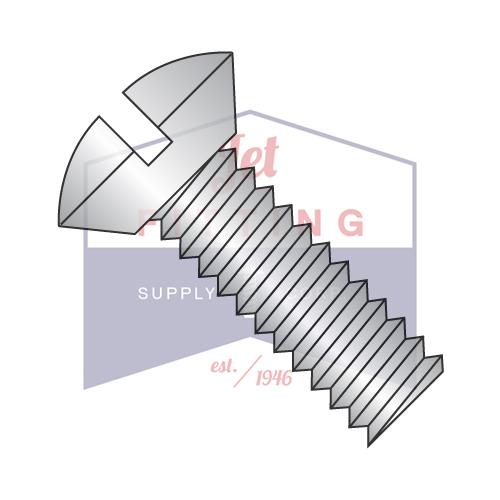 Tornillo para máquina de rosca completa con ranura ovalada de 1/4-20 x 3/8, de acero inoxidable 18 8