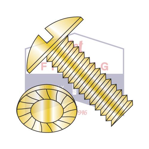 5/16-18X1  Slotted Truss Serrated Machine Screw Fully Threaded Zinc Yellow