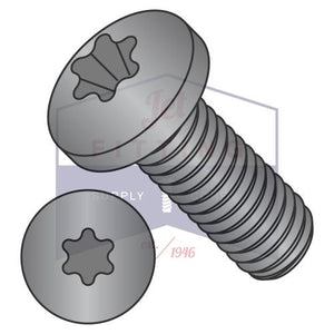 8-32X3/4  6 Lobe Pan Machine Screw Fully Threaded 18 8 Stainless Steel Black Oxide and Oil