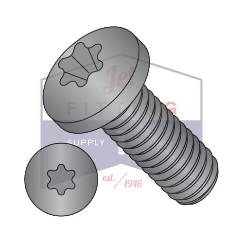 1/4-20X3/4  6 Lobe Pan Machine Screw Fully Threaded Black Zinc