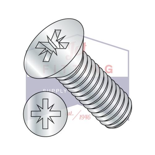 Tornillo para máquina de cabeza plana con ranura en T de tipo alternativo 1A con accionamiento Pozi de 6-32 x 1/4, totalmente roscado y de zinc