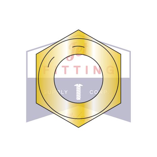 Tuerca hexagonal de rosca gruesa de 7/16-14, grado 8, de zinc doméstico, amarilla, DFAR