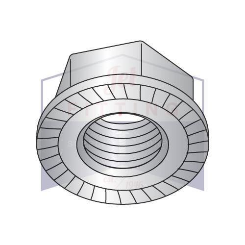 Tuercas de seguridad hexagonales con brida dentada 8-32 de acero inoxidable 18 8