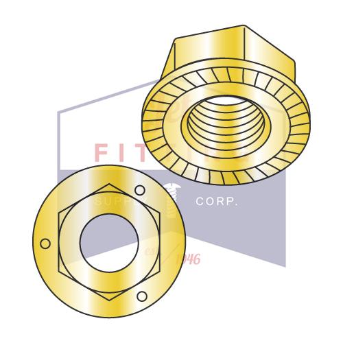 1/4-20  Serrated Flange Hex Lock Nuts Grade 5 Zinc Yellow