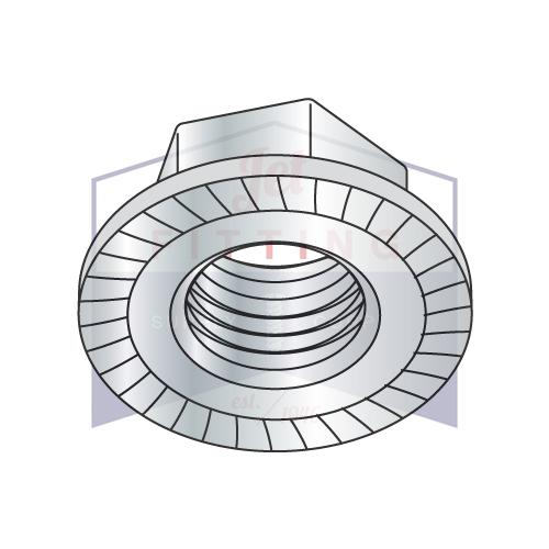 Tuercas de seguridad hexagonales con brida grande dentada de 5/8-11, endurecidas por cementado HR15N 78/90, galvanizadas y horneadas