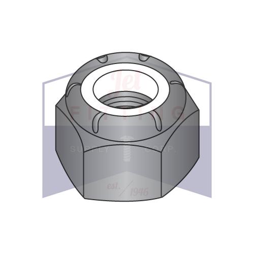 Tuerca de seguridad hexagonal con inserto de nailon de 5/16-24 NE, acero inoxidable 18 8, óxido negro y aceite