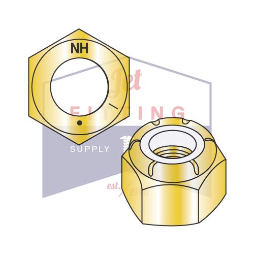 Tuerca de seguridad hexagonal con inserto de nailon N1610 de 7/8-14, NE, altura estándar, hexagonal ligera, grado 8, zinc amarillo
