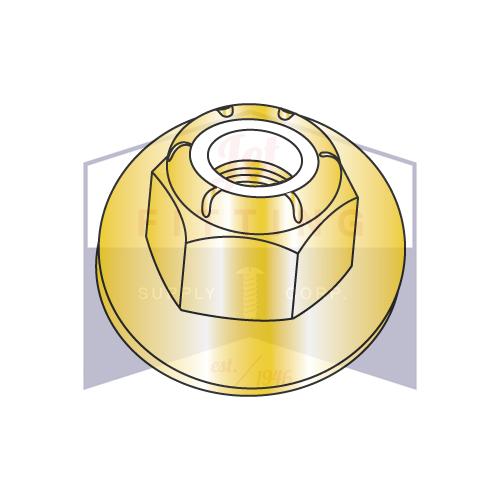 Tuerca hexagonal con brida de inserción de nailon CE12698 de 3/8-16, grado 8, zinc amarillo