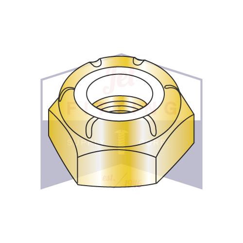 Tuerca de seguridad hexagonal con inserto de nailon de patrón fino NTE de 3/4-10, rosca gruesa, zinc amarillo