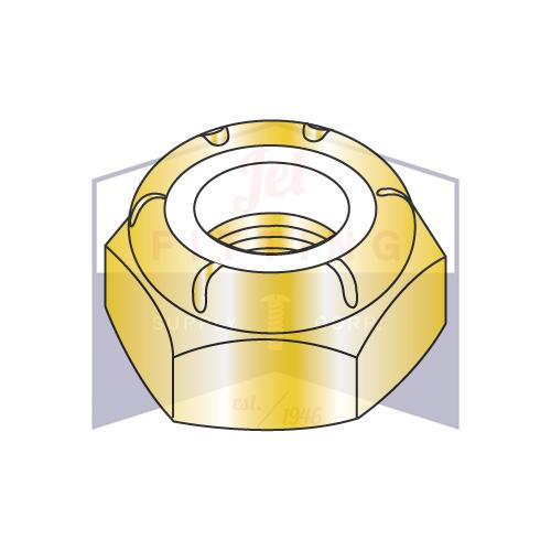 Tuerca de seguridad hexagonal con inserto de nailon de patrón fino NTE de 7/16-20, rosca fina, zinc amarillo