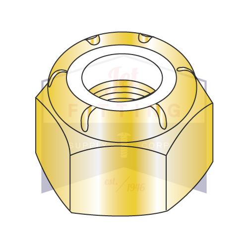 Tuerca hexagonal de seguridad con inserto de nailon NE de 3/8-16, cincada, amarilla
