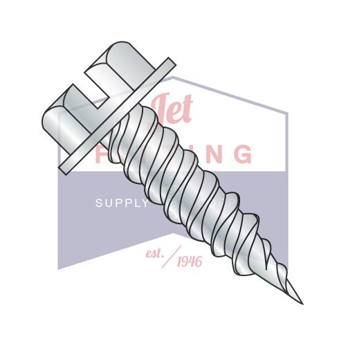 12-11X1/2  Slot Hex Washer Self Piercing 5/16 Across Flats Full Thread Zinc Needle Point