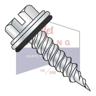 10X3/4 Slot Indent Hex Washer 5/16 A/F Bonded Neo Epdm Washer F/T Self Piercing Zinc