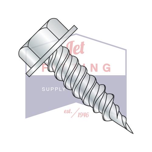 6-18X3/8 Unslt Ind Hex Washer 1/4" Across The Flats F/T Self Piercing Sc Zinc Needle Pt