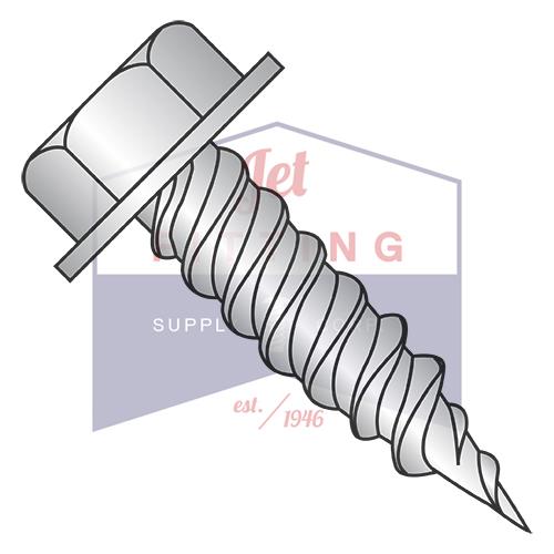Arandela hexagonal sin ranurar de 6-18 x 3/8 pulgadas, 1/4" de ancho, rosca hembra, autoperforante, acero inoxidable 410