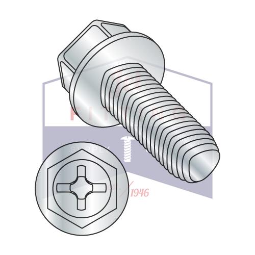 10-32X3/8 Phillips Indented Hex Washer Taptite Alternative Fully Threaded Zinc Bake & Wax