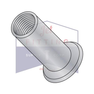10-32-.130  Flat Head Threaded Insert Rivet Nut Aluminum Cleaned and Polished NON-RIBBED