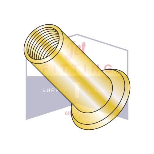 3/8-16-.200  Flat Head Threaded Insert Rivet Nut Steel Zinc Yellow Dichromate NON-RIBBED