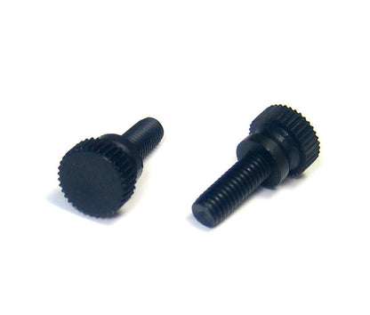 Tornillo moleteado con arandela de nailon 6/6, color negro, 10-32 x 3/4