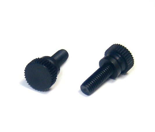 Tornillo moleteado con arandela de nailon 6/6, color negro, 10-32 x 3/4